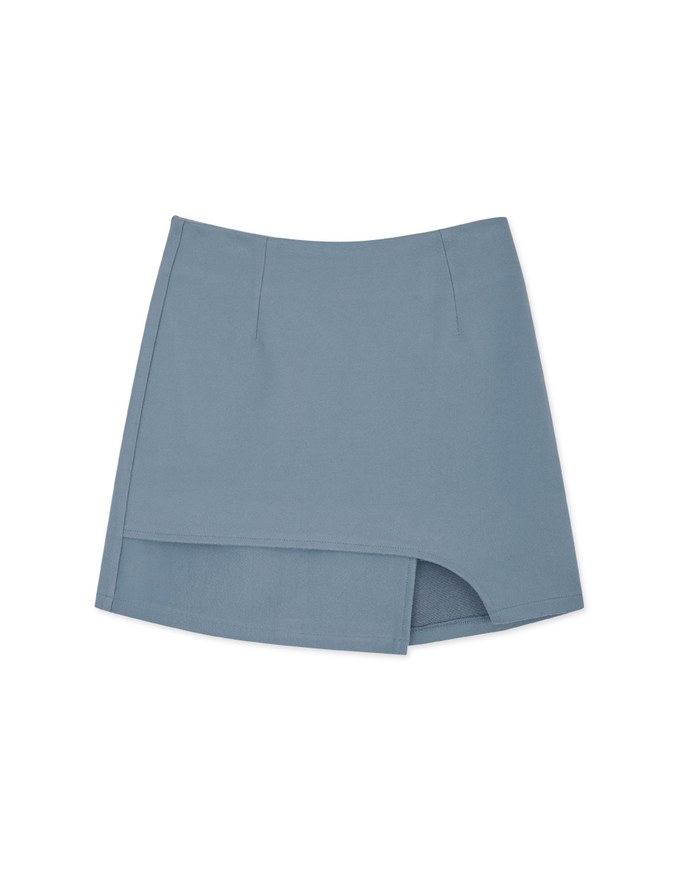 Overlapping Curved Slit Tweed Skirt