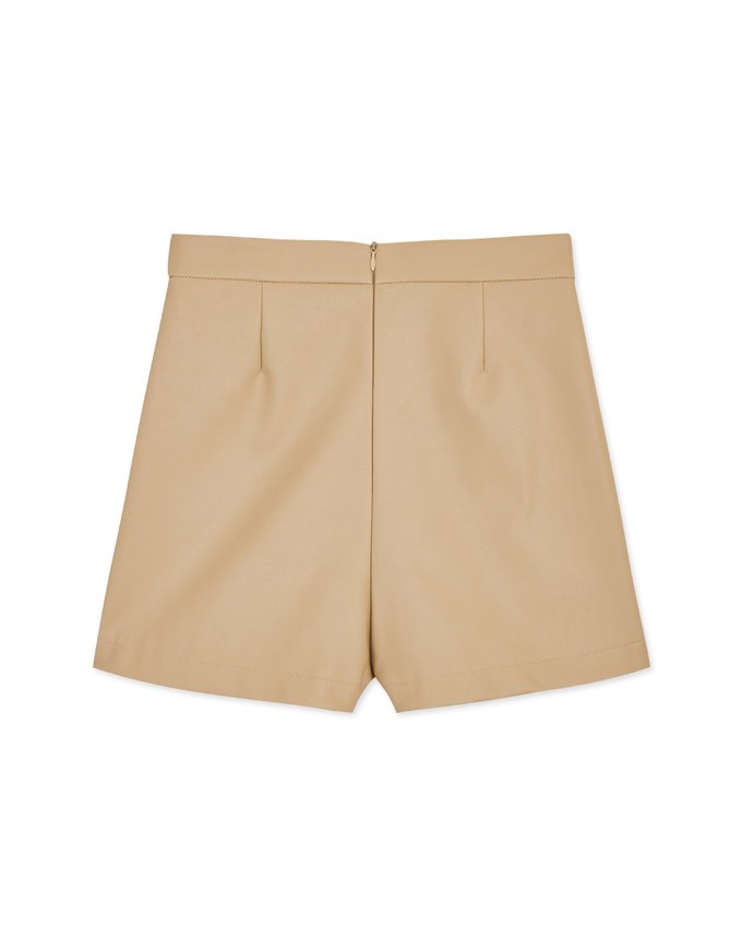 Silver Ring Asymmetrical Faux Leather Skorts
