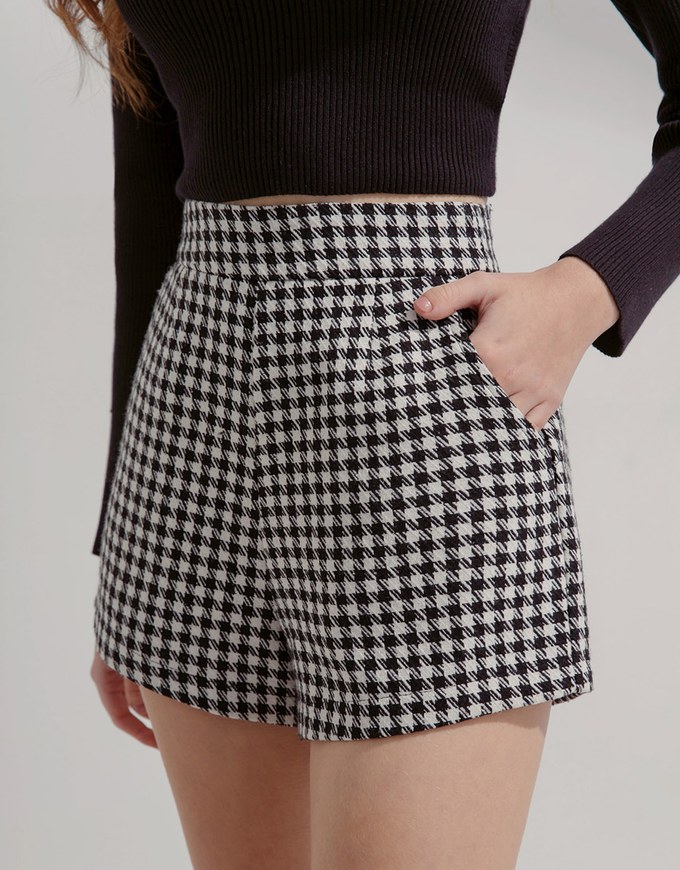 Houndstooth High Waisted Slimming Shorts