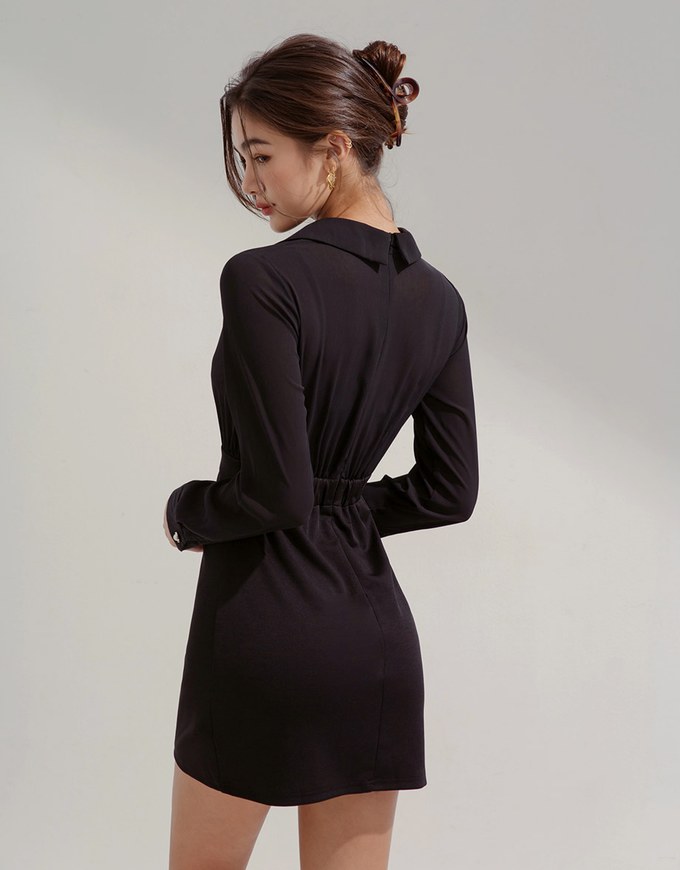 Beaded Collar Mini Dress (With Vest)