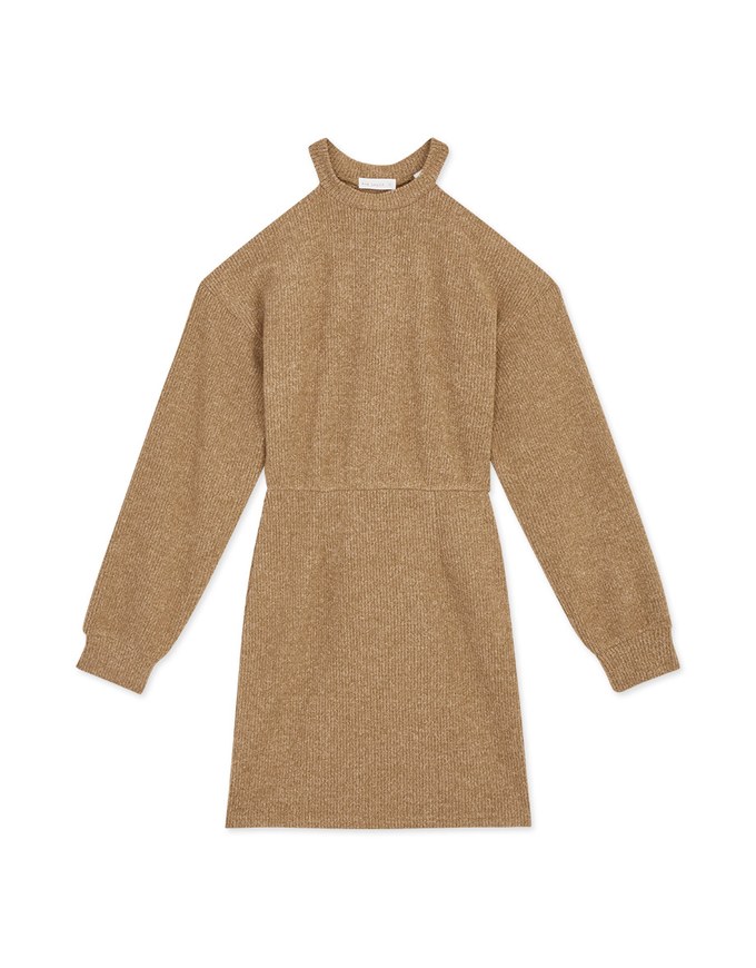 Cut Shoulders Long Sleeve Mini Dress