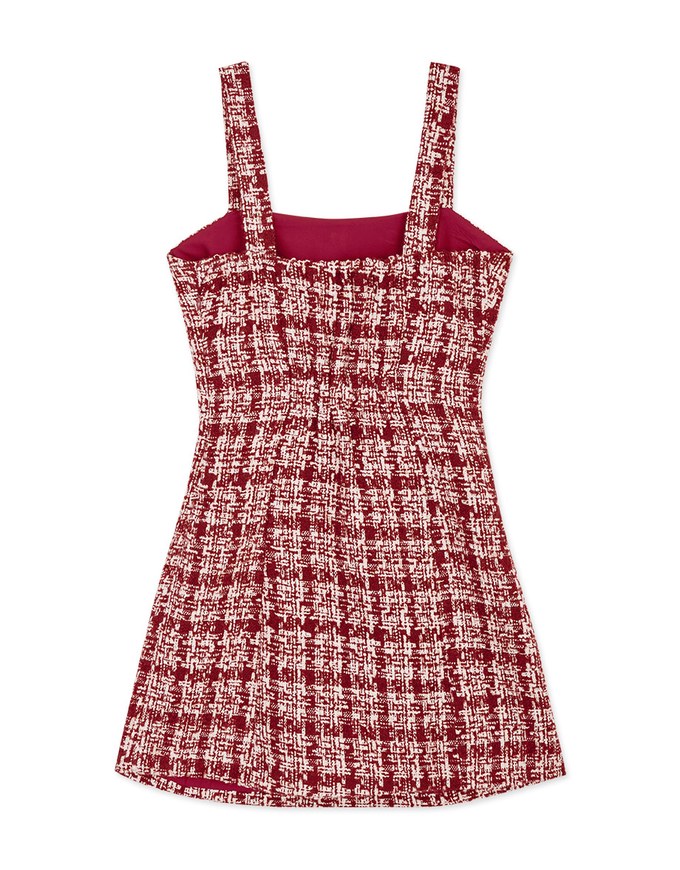 Chic Weave Pattern Beaded Button Vest Mini Dress