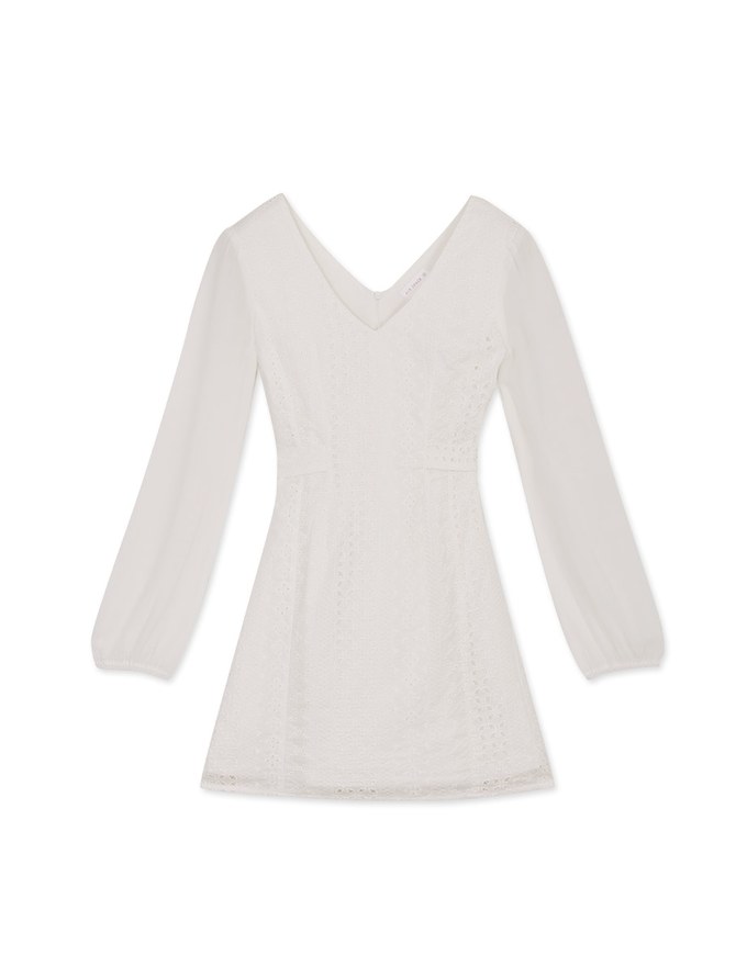 V-Neck Lace Mini Dress