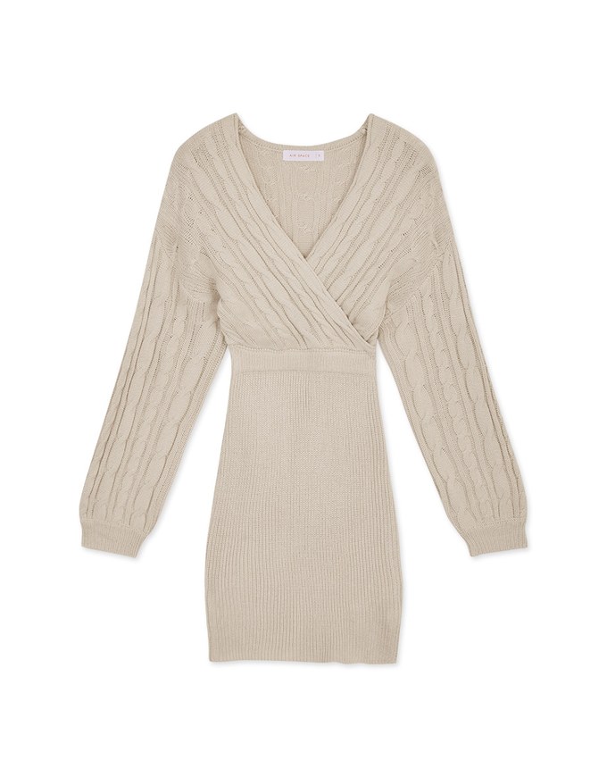 2Way Twist Knit Loose Mini Dress