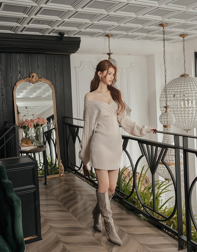 2Way Twist Knit Loose Mini Dress