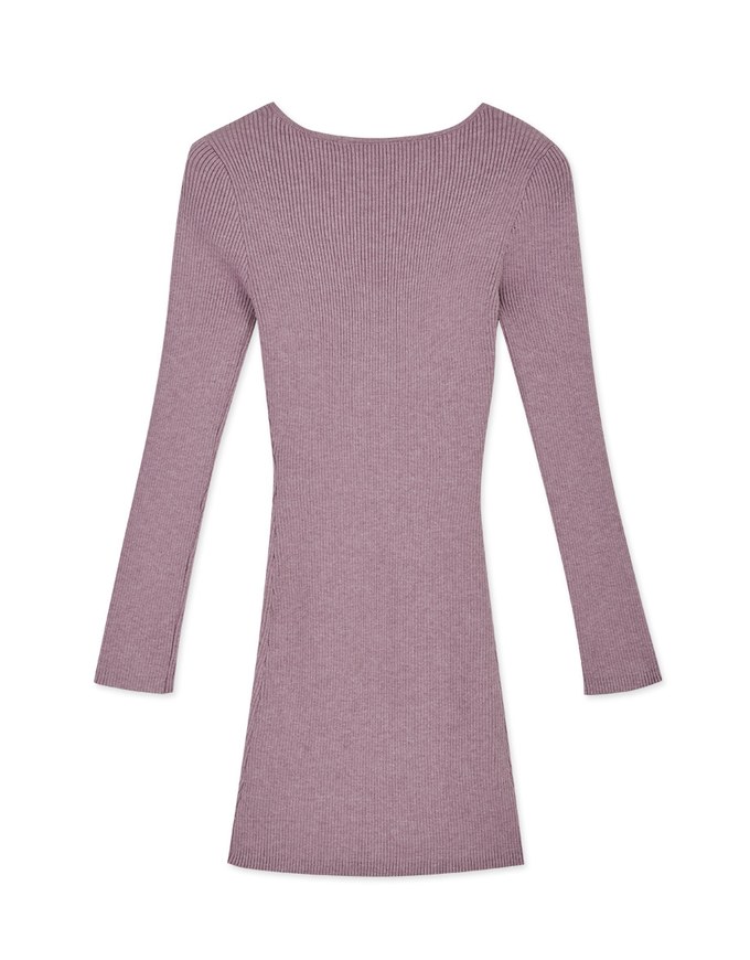 2Way Knit Square Collar Mini Dress
