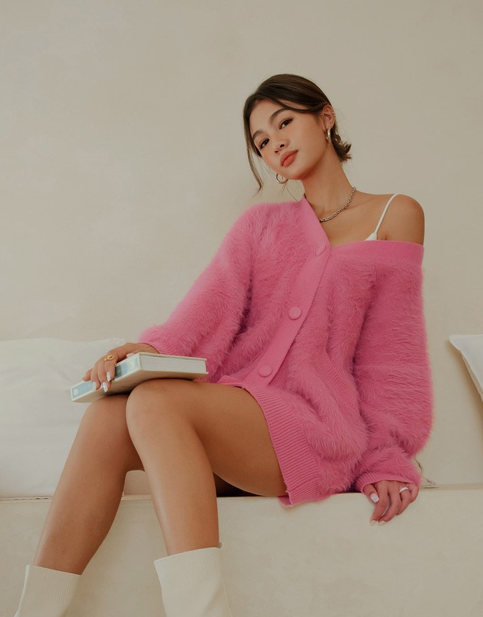 Fluffy Faux Fur Oversized Knit Jacket Cardigan