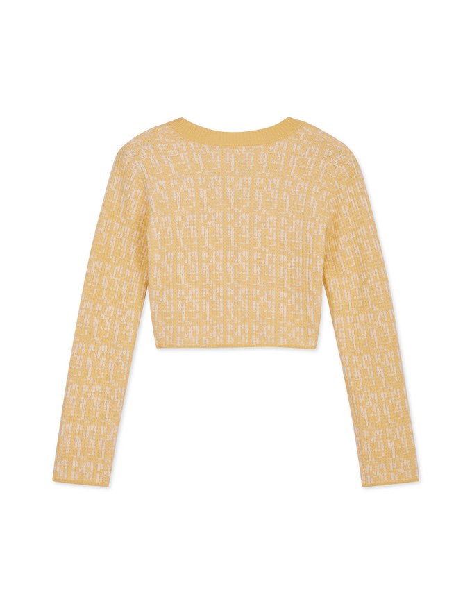 【I'M Meme Joint Name】Beaded Button Crop Knit Blazer Jacket
