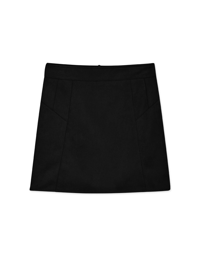 360°Skinny Pleated Line Suede Skort