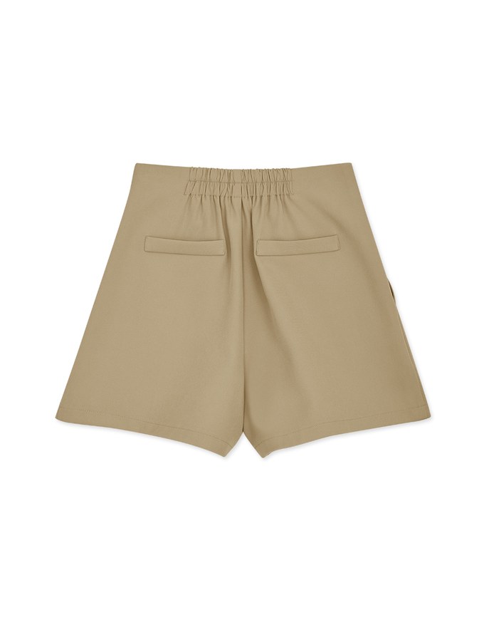 Silver Button Pleated Skinny Shorts