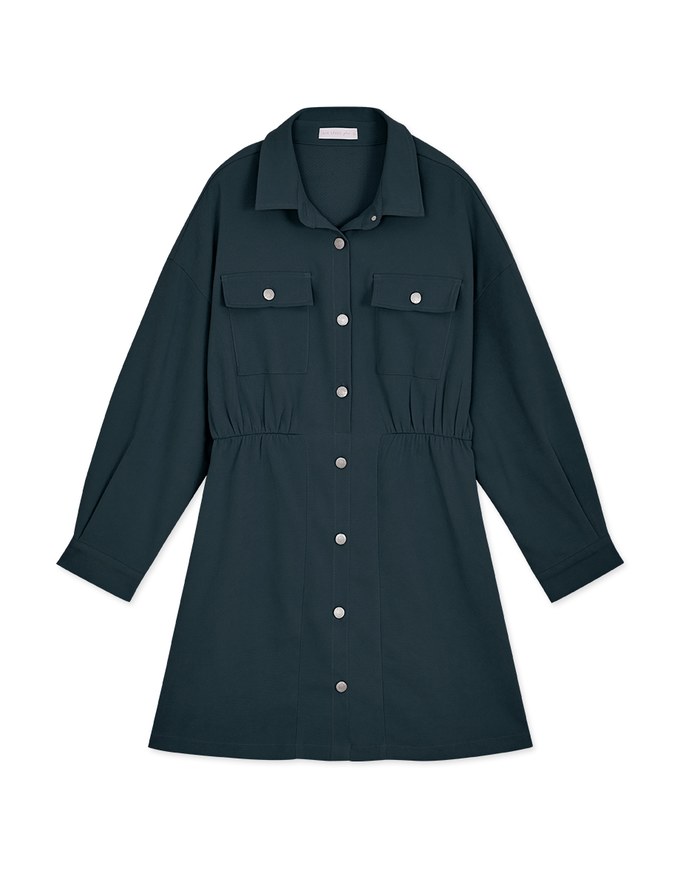 Casual Chic Pleated Shirt Mini Dress