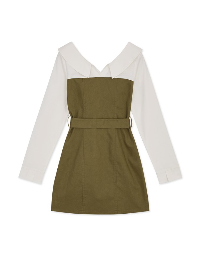 Button-Down Blouse Shirt s Mini Dress (With Belt)