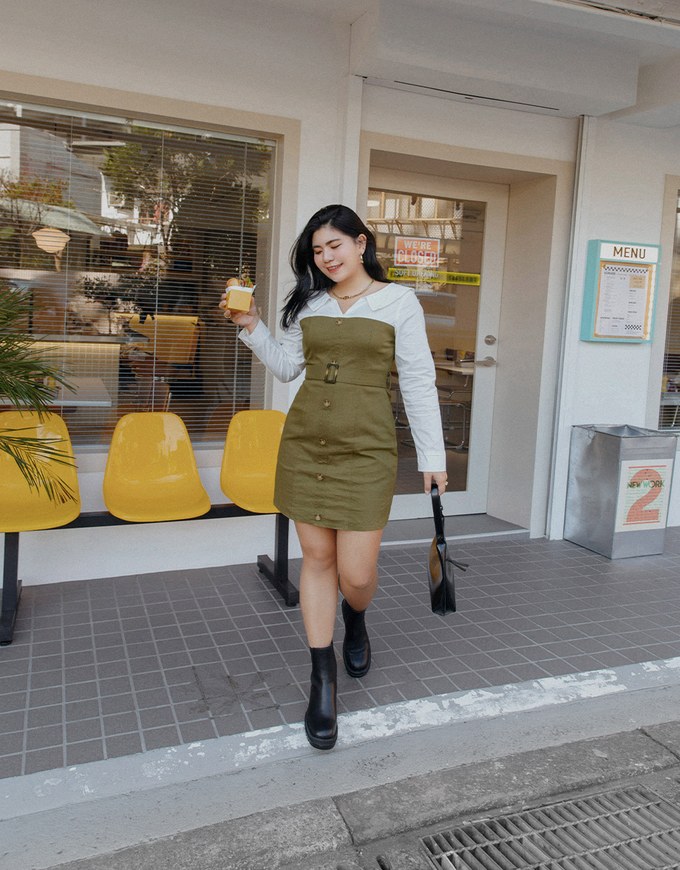 Button-Down Blouse Shirt s Mini Dress (With Belt)