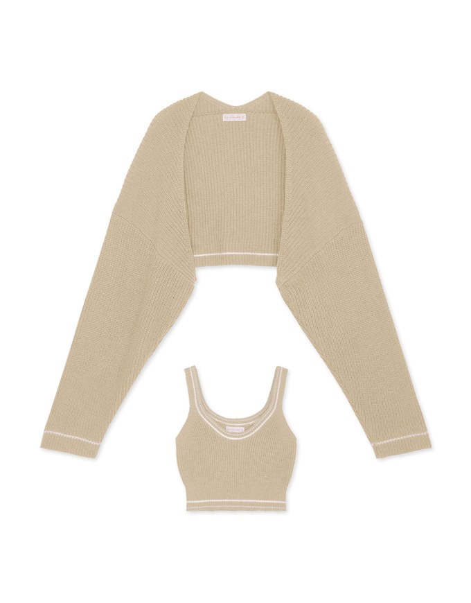 Colour Contrast Edge Two Piece Knit Top