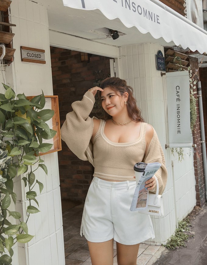 Colour Contrast Edge Two Piece Knit Top