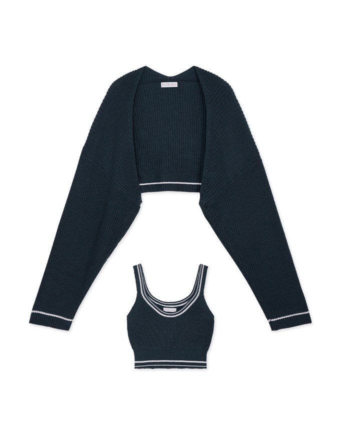 Colour Contrast Edge Two Piece Knit Top