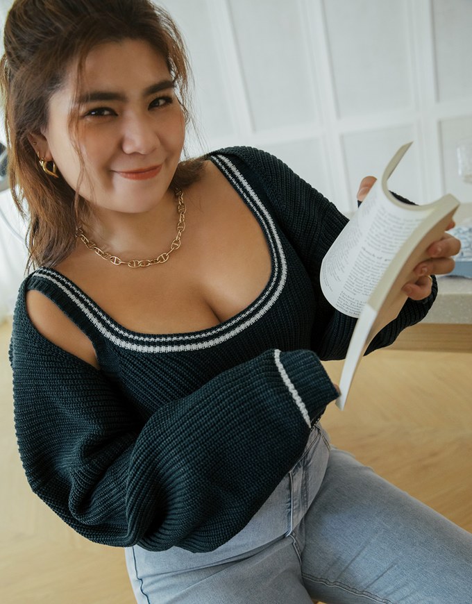 Colour Contrast Edge Two Piece Knit Top
