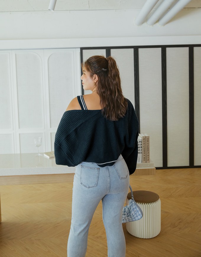 Colour Contrast Edge Two Piece Knit Top