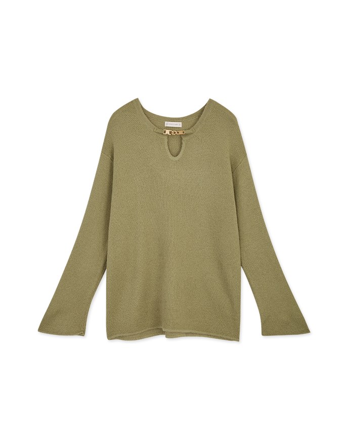 Gold Chased Cashmere Knit Loose Top