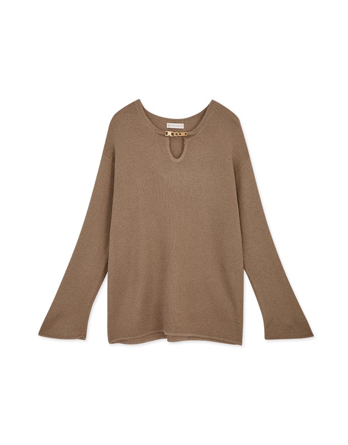 Gold Chased Cashmere Knit Loose Top