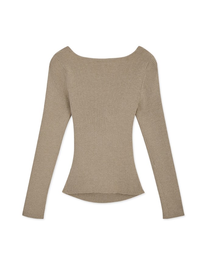 Long Sleeve Heart Collar Knit Top