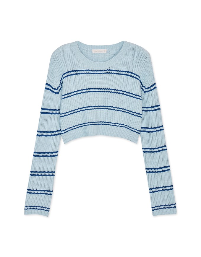 Mix Striped Knit Crop Top