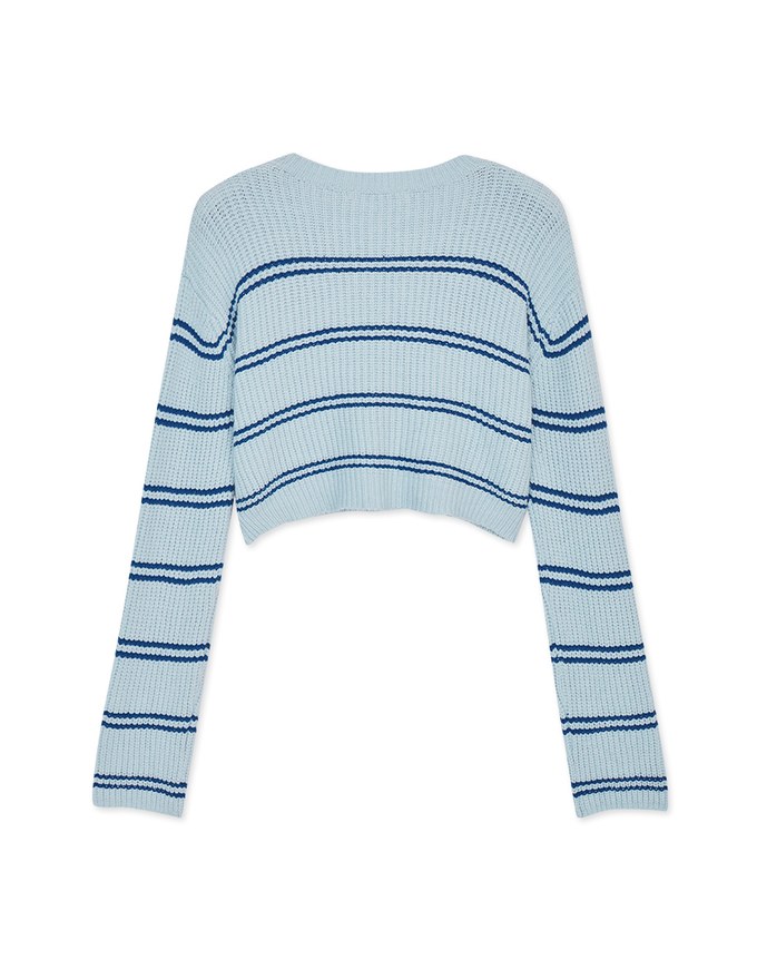 Mix Striped Knit Crop Top