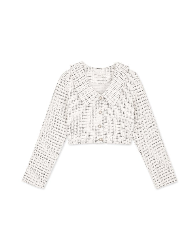 Small Bead Button Lapel Crop Top
