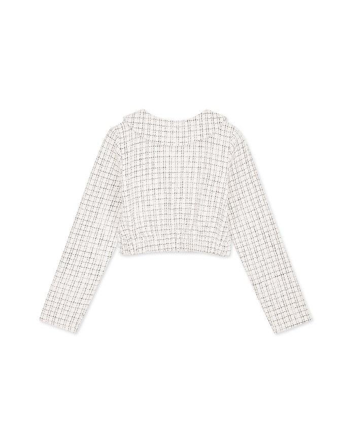 Small Bead Button Lapel Crop Top