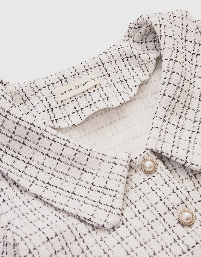 Small Bead Button Lapel Crop Top