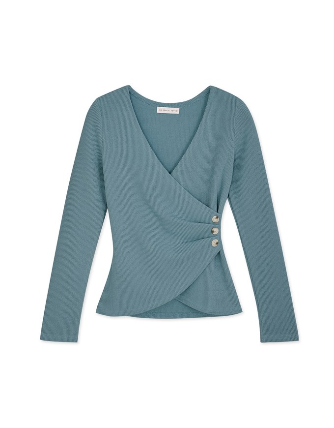 Overlap Scrunch V Neck Crop Top