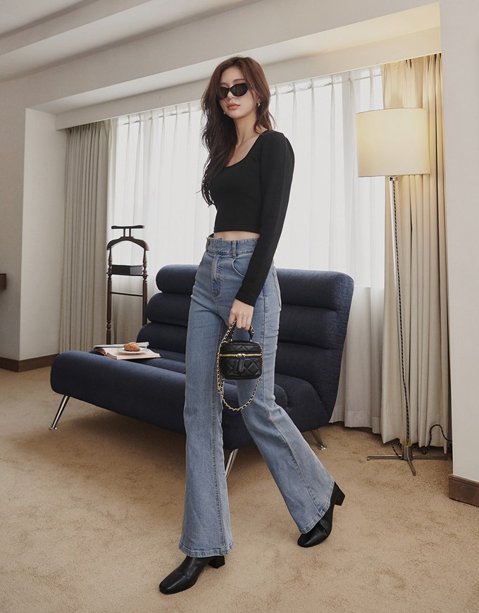 【Porima' Picks】U Neck Straight Grain Crop Fit Top