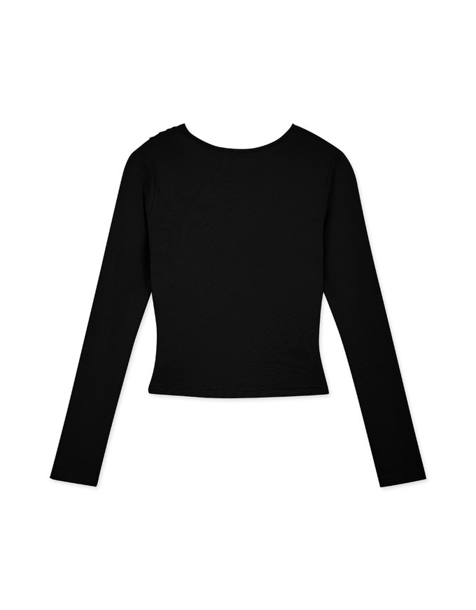 V Neck Ruched Crop Long Sleeve Top