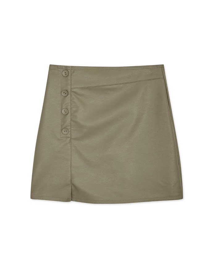Side Slit High Waisted Faux Leather Skirt