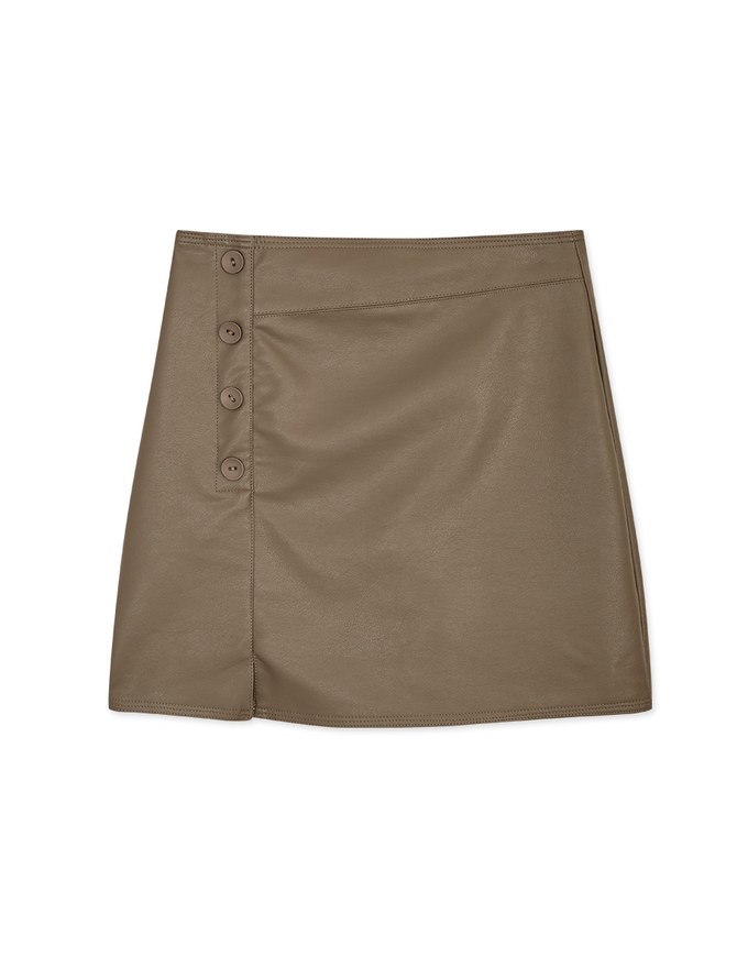 Side Slit High Waisted Faux Leather Skirt