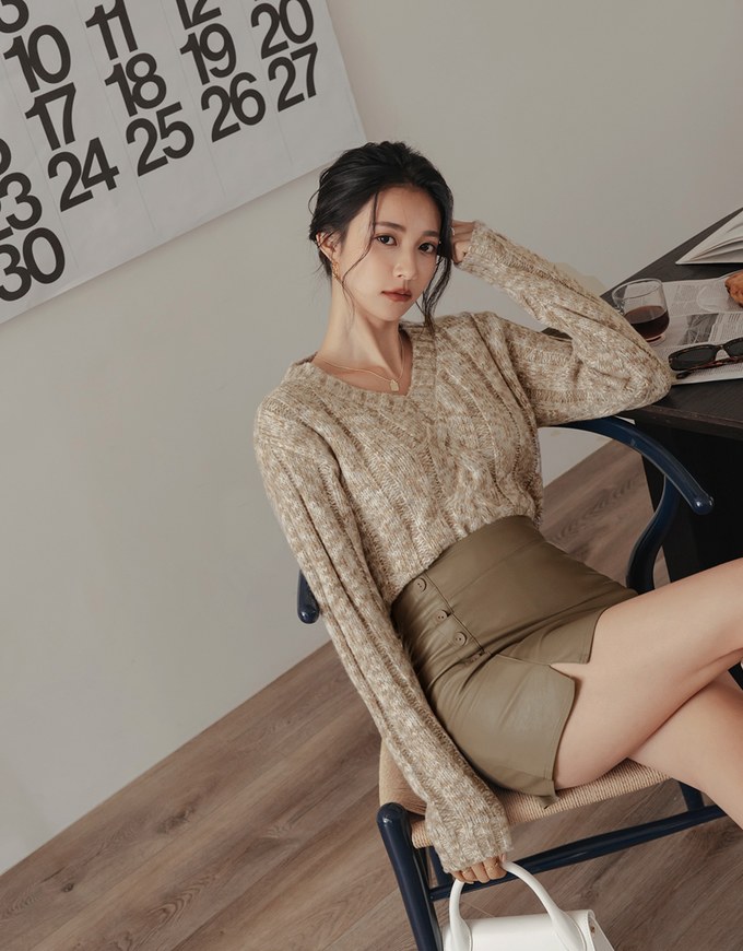Side Slit High Waisted Faux Leather Skirt