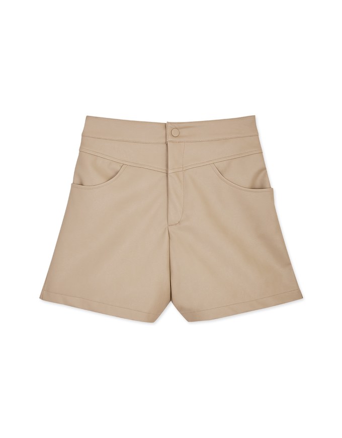 Tailored High Waisted Faux Leather Shorts