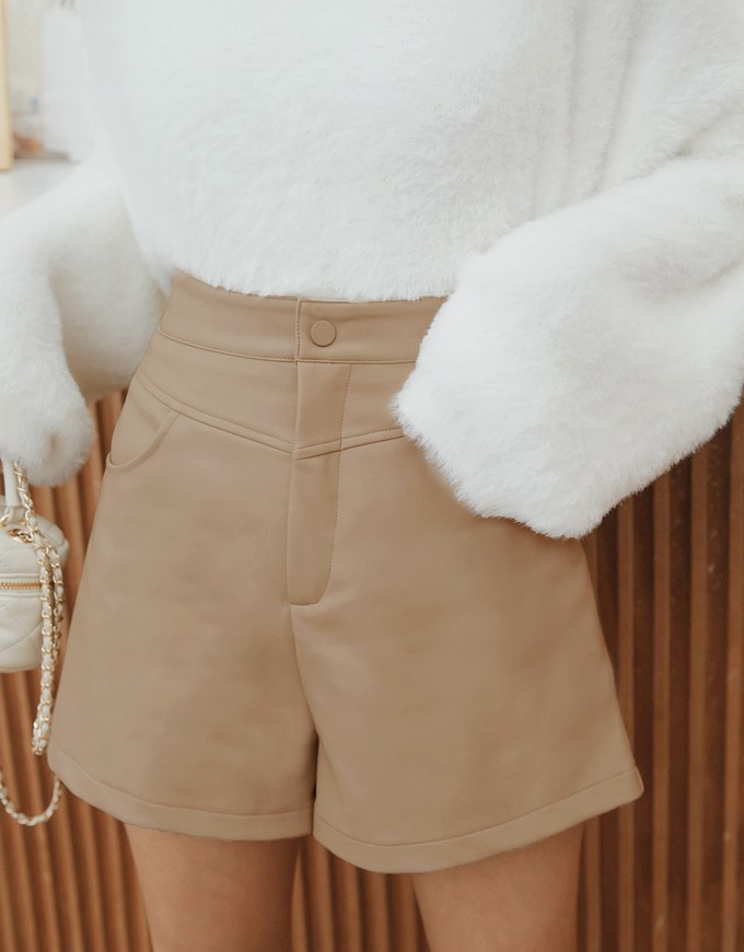 Tailored High Waisted Faux Leather Shorts