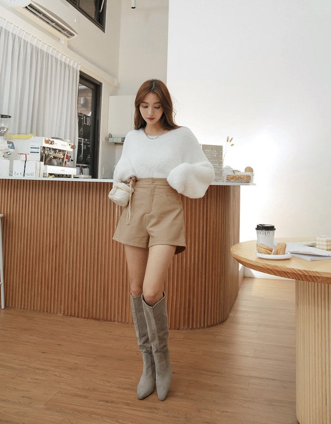Tailored High Waisted Faux Leather Shorts