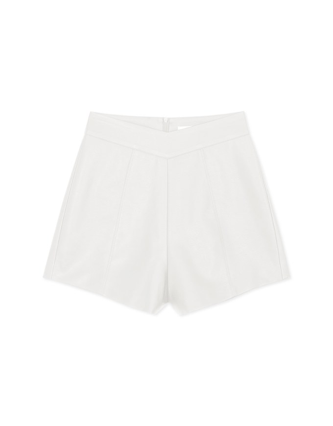 【Porima' Picks】Small V High Waisted Slim Faux Leather Shorts