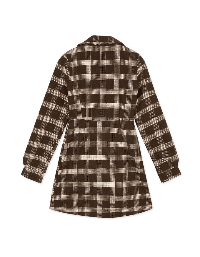 Checkered Lapel Diagonal Button Suit Dress