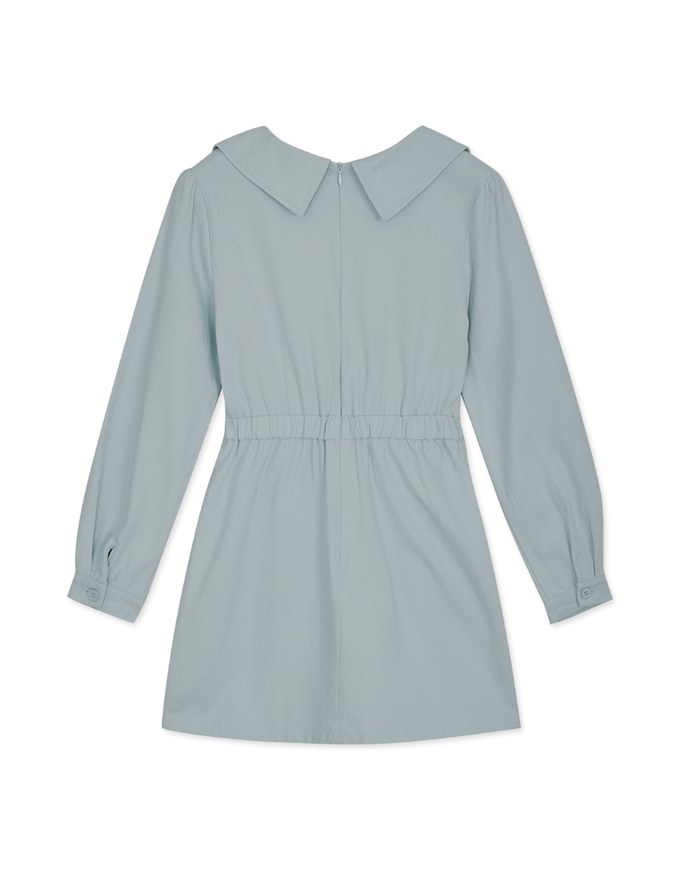 Stitched Lapel Denim Jeans Mini Dress