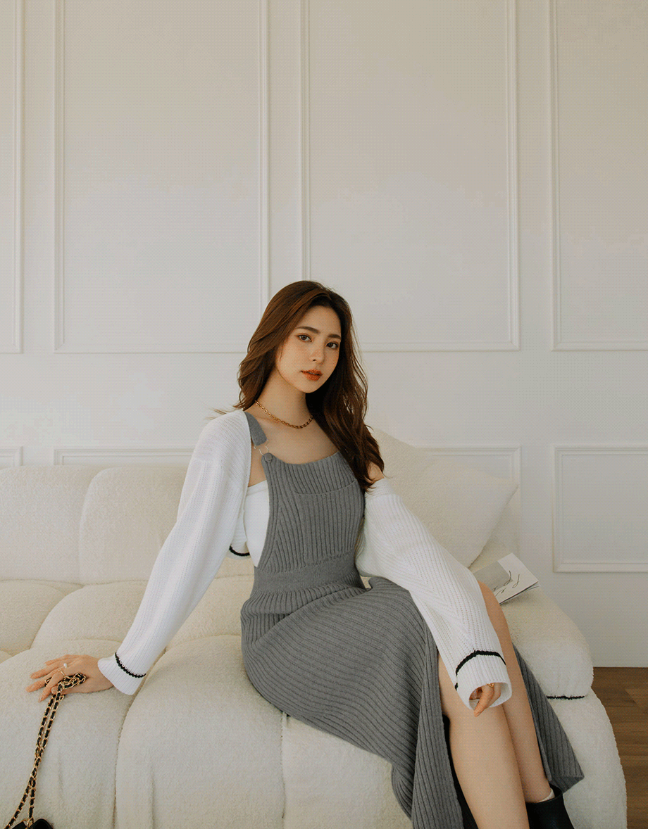 Slit Knit Suspender Maxi Dress