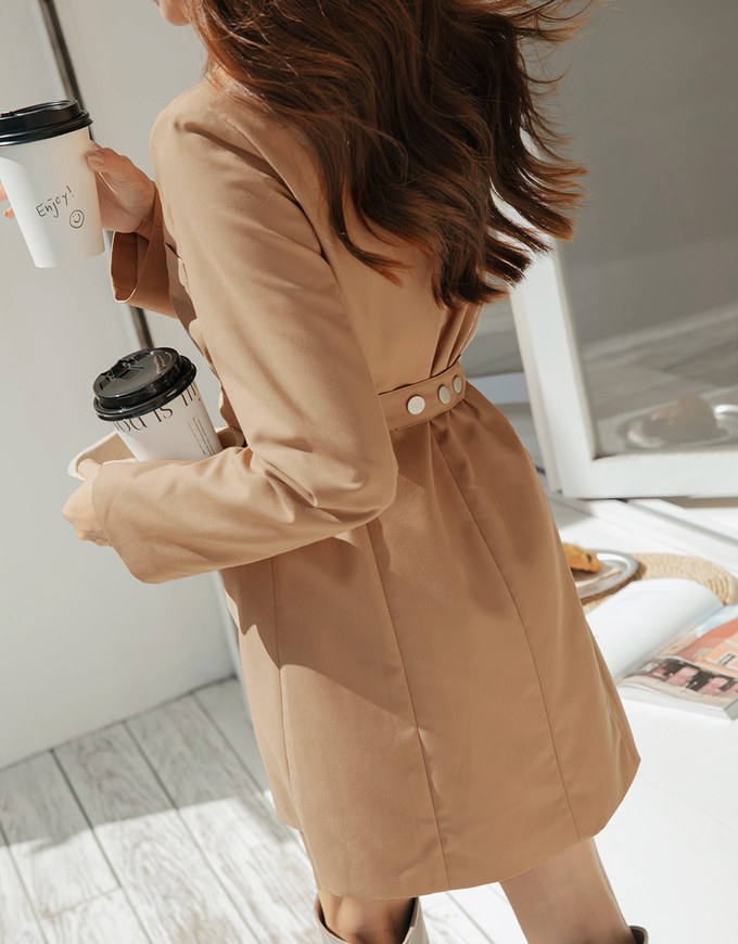 Double Belted Suit Dress (With Shoulder Pads)