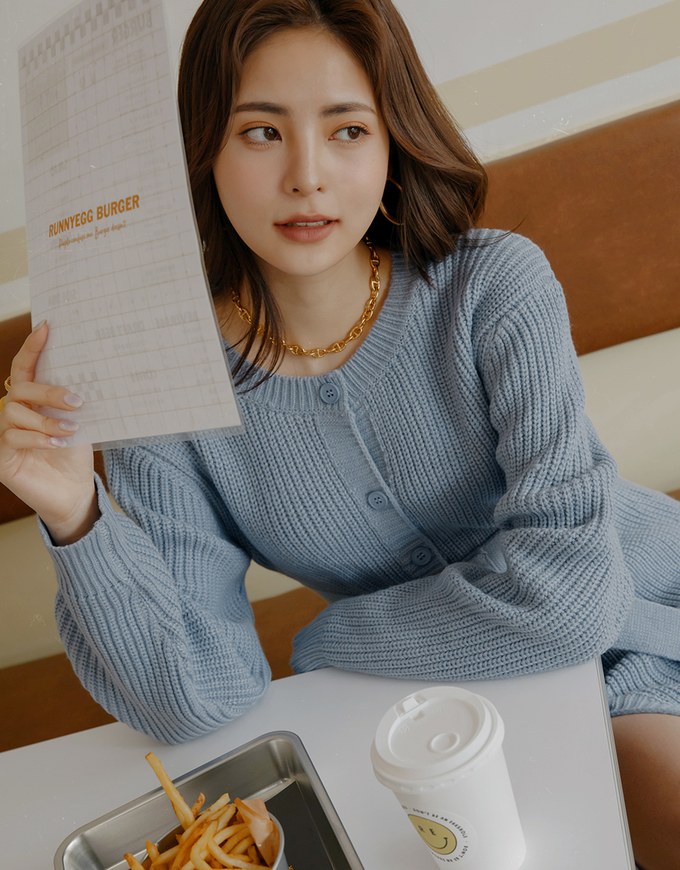 Round Neck Belted Knit Mini Dress (With Shoulder Pads)