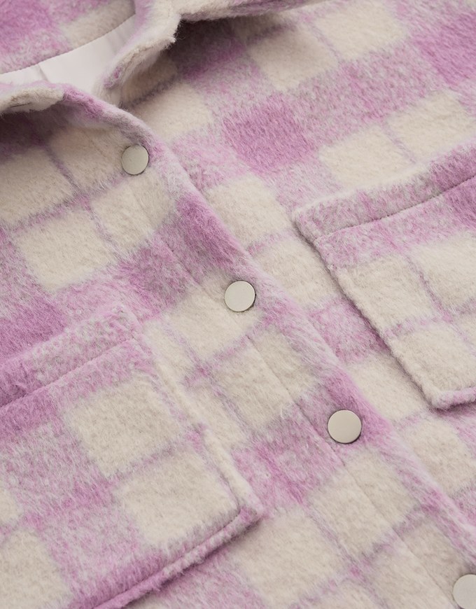 Plaid Lapel Fluffy Loose Blazer Jacket