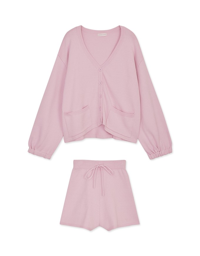 Laidback V Neck Loose Knit Short Set