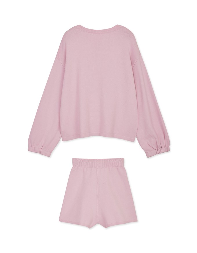 Laidback V Neck Loose Knit Short Set
