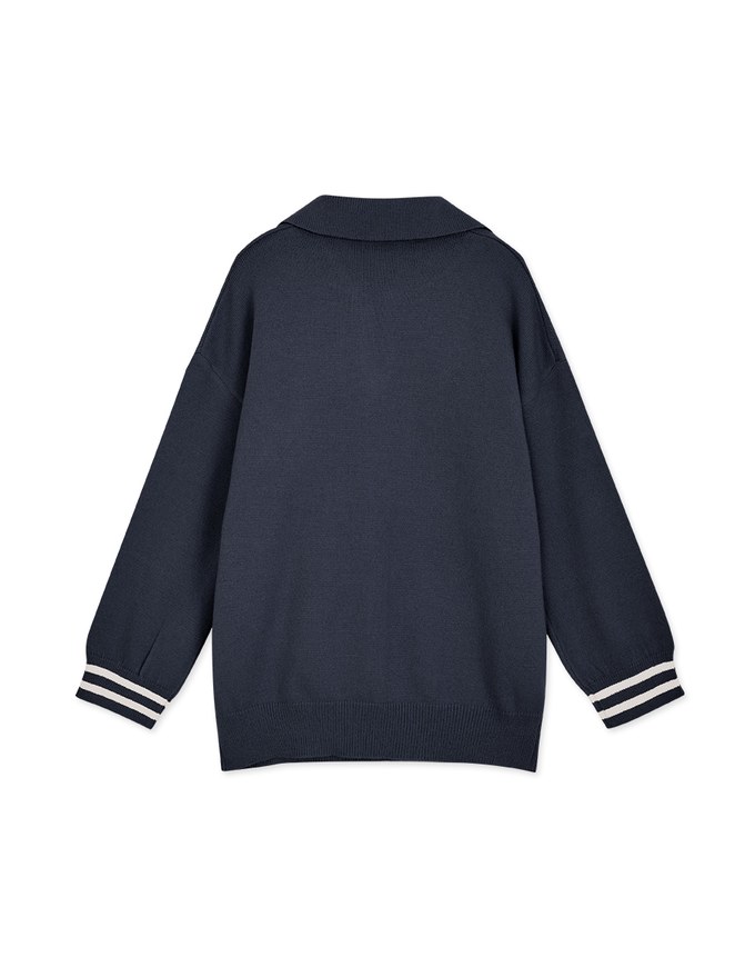 Preppy Lapel Collar Knit Top