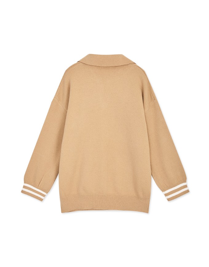 Preppy Lapel Collar Knit Top